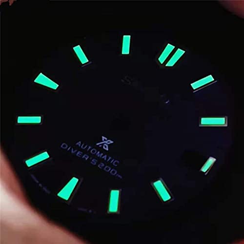 Azul 28.5MM onda diseño reloj dial C3 verde luminoso dial para NH35 movimiento automático reloj