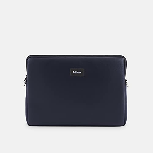 b-Kover Funda Protectora para Portátil 15-15,6 Pulgadas Cuero Vegano, Acolchada, Impermeable, Anti-Golpes, Hecha A Mano, Apple MacBook Pro 15/Acer/DELL/ASUS/HP/Lenovo/(Azul Marino)