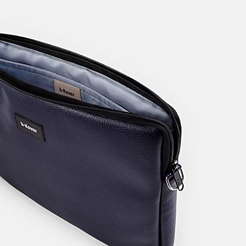 b-Kover Funda Protectora para Portátil 15-15,6 Pulgadas Cuero Vegano, Acolchada, Impermeable, Anti-Golpes, Hecha A Mano, Apple MacBook Pro 15/Acer/DELL/ASUS/HP/Lenovo/(Azul Marino)