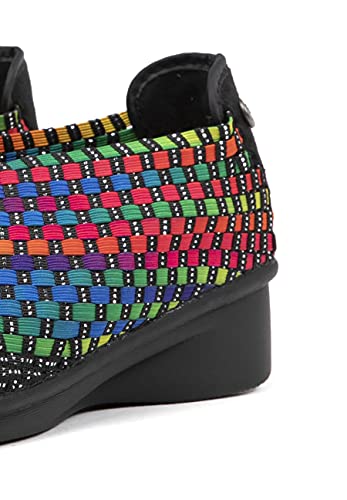 B M BERNIE MEV NEW YORK Gem Yael Wedge - Zapatillas de cuña para Mujer, Multicolor (Black Multi), 41 EU