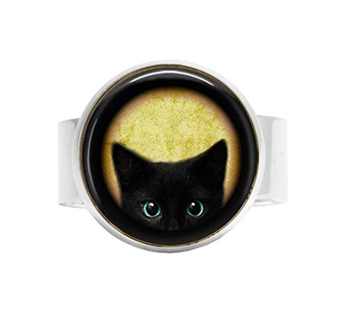 bab Anillo ajustable de gatito negro – Joyería amante de los gatos – Anillo ajustable de gato negro – Chat Noir – Anillo ajustable de gato – Joyería de gatito