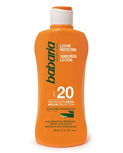 Babaria Leche Protector Solar Aloe Spf20, Blanco, 200 Mililitros