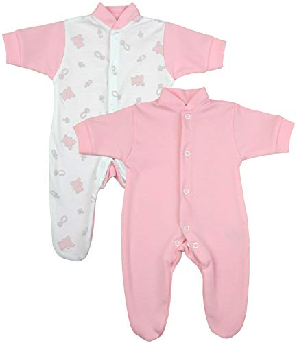 Babyprem Bebé Prematuro Conjunto 2 Pijama Mameluco Oso Ropa de Algodón Niñas 32-38cm Rosa