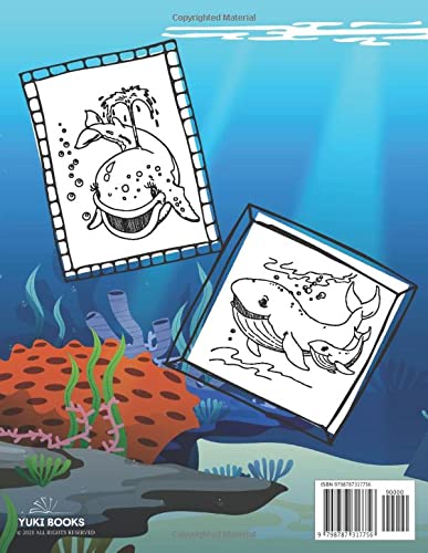 Ballenas Libro Para Colorear Para Niños Edades 4-8: Divertido libro para colorear con lindas ilustraciones con increíbles criaturas marinas, animales ... mujeres, niños y niñas de 2-4, 4-8, 8-12