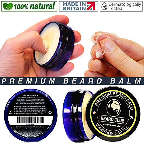 Bálsamo Barba Premium | Cedro y limón | Beard Club | Los Mejores Barba de Loción Suavizante| 100% Naturales y Orgánicos | Excelente Para el Cuidado del Cabello y el Crecimiento