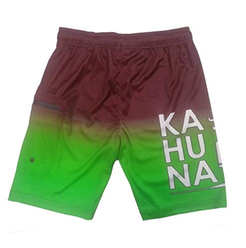 Bañador de Hombre y Niño Surfero Kahuna Store Shorts de baño Verde Degradado Cordón verde, Bolsillo Lateral cierre de Cremallera Cintura elástica Secado rápido Talla (S,M,L,XL,XXL) (Extra Grande, x_l)