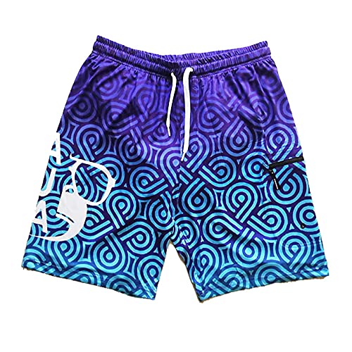 Bañador Surfero Hombre y Adolescente Kahuna Blue Obsession Shorts de baño Azul Turquesa Degradado Cordón Blanco, Bolsillo Lateral Cintura elástica Secado rápido Talla (S,M,L,XL,XXL) (S)