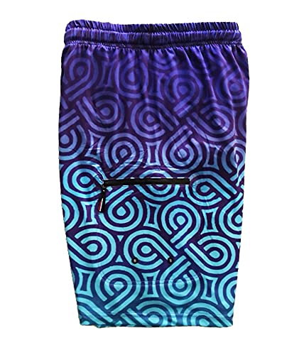 Bañador Surfero Hombre y Adolescente Kahuna Blue Obsession Shorts de baño Azul Turquesa Degradado Cordón Blanco, Bolsillo Lateral Cintura elástica Secado rápido Talla (S,M,L,XL,XXL) (S)