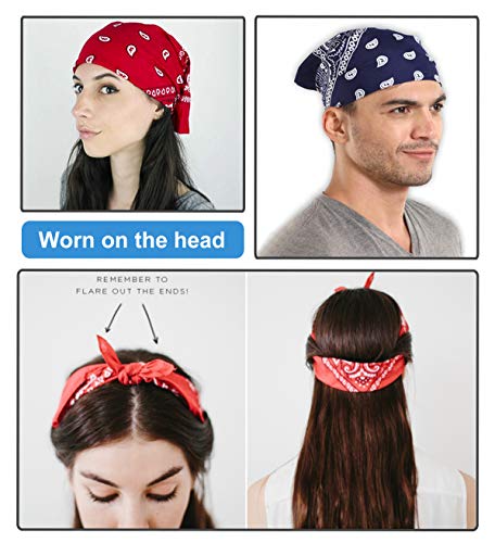 Bandanas Hombres y Mujeres de 6 Piezas, Bufanda de Algodón Paisley, Diadema de Mezclilla, Pañuelo Para Hombres, Ciclismo Hip-Hop Pañuelo Cuadrado, También Como Pañuelo/Pañuelo Para el Cuello