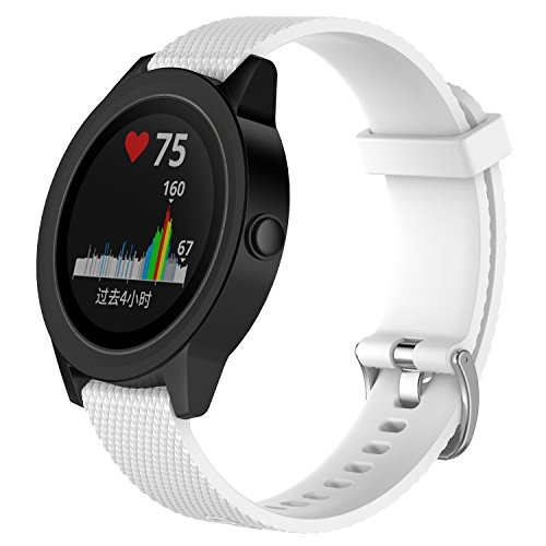 Bandas de repuesto para Garmin Vivoactive 3 / Vivomove / Vivomove HR Fitness Watch 20 mm Correa de silicona suave ajustable Quick Release Accesorio Watchband (Blanco, S)