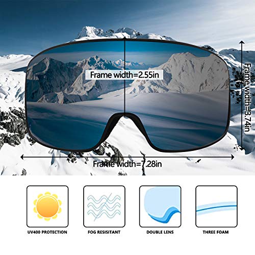 BangLong Gafas de esquí Gafas de snowboard OTG Protección UV Lente doble Anti-niebla Protección UV Gafas de nieve Gafas compatibles con casco para mujeres Hombres Esquí de snowboard. (Negro/Gris)