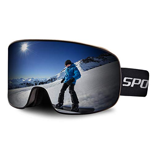 BangLong Gafas de esquí Gafas de snowboard OTG Protección UV Lente doble Anti-niebla Protección UV Gafas de nieve Gafas compatibles con casco para mujeres Hombres Esquí de snowboard. (Negro/Gris)