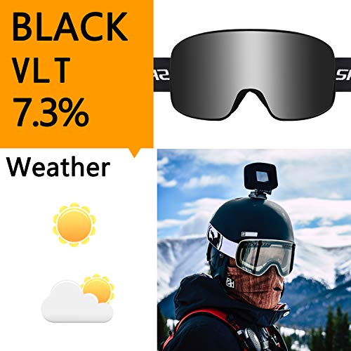 BangLong Gafas de esquí Gafas de snowboard OTG Protección UV Lente doble Anti-niebla Protección UV Gafas de nieve Gafas compatibles con casco para mujeres Hombres Esquí de snowboard. (Negro/Gris)