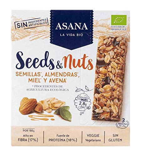 Barritas Ecológicas de Semillas y Frutos Secos. Energéticas. Sin Gluten. Bajas en Azúcar. Altas en Fibra y Proteínas. Vegetarianas. Snack Saludable. Pack de 12 Unidades de 25 g Cada Una