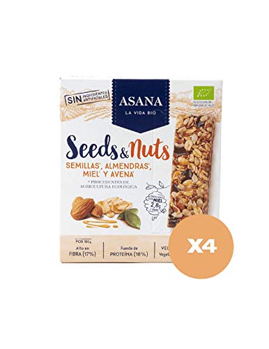 Barritas Ecológicas de Semillas y Frutos Secos. Energéticas. Sin Gluten. Bajas en Azúcar. Altas en Fibra y Proteínas. Vegetarianas. Snack Saludable. Pack de 12 Unidades de 25 g Cada Una