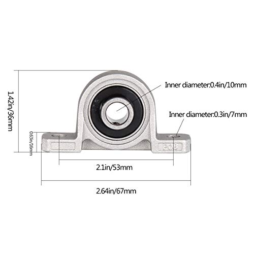 Base de Cojinete,Liwein 6 piezas Rodamientos de Cojinetes con Soporte Rodamientos de Bolas Bridas Rodamiento para Impresora 3D (10mm)
