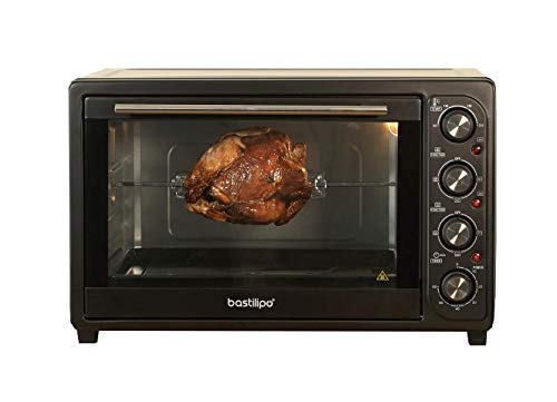 Bastilipo Nápoles Black, Horno de sobremesa de 45 litros, 2.000W, 4 Posiciones, convección y rustidor, Color Negro, 2000 W