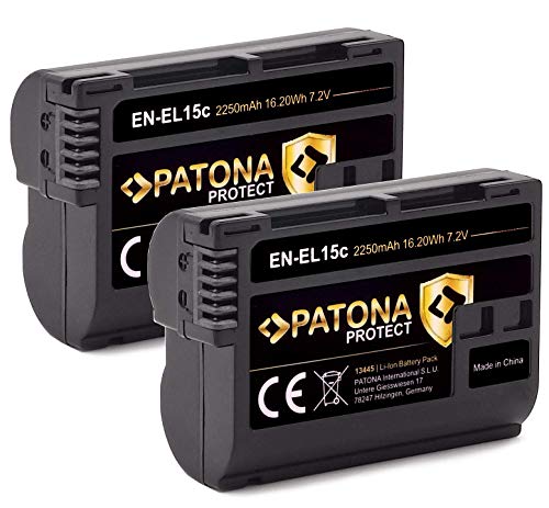 Batería PATONA Protect V1 (2X) EN-EL15c (2250mAh) Compatible con Nikon Z5 Z6 II Z7 II etc.