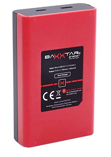 Baxxtar Pro (2X) Compatible con batería Sony NP-FW50 - Cargador Mini 18592 LCD Dual (Entrada USB-C y MicroUSB)