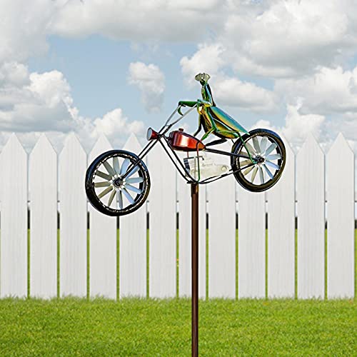 B/C Spinner De Viento De Metal De Bicicleta Vintage, Spinner De Estaca De Jardín con Poste De Pie, Spinner De Bicicleta De Animal para Decoración De Molino De Viento