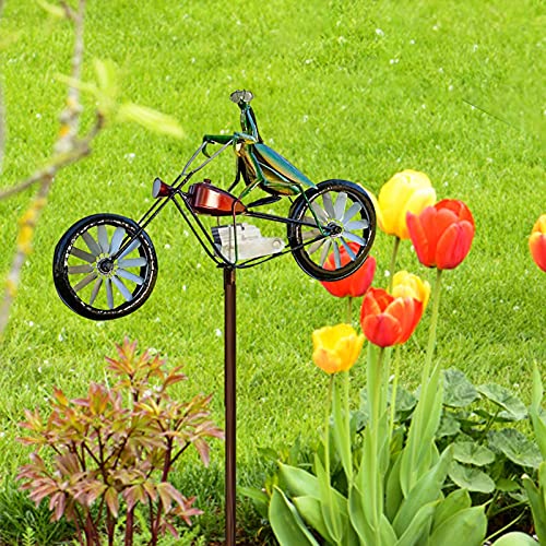 B/C Spinner De Viento De Metal De Bicicleta Vintage, Spinner De Estaca De Jardín con Poste De Pie, Spinner De Bicicleta De Animal para Decoración De Molino De Viento
