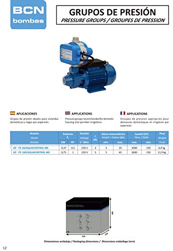 BCN bombas - Grupo de presión gp-pe 50/aquacontrol-mc