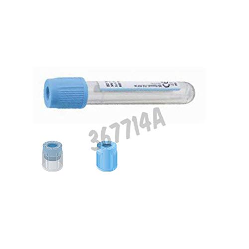 BD Medical 367714 - Vacutador de vidrio PET para pruebas 9NC Citrato de Sodio/CTAD de coagulación, tapón azul claro, etiqueta de papel, 13 mm de diámetro, 75 mm de largo, 4,5 ml, lote de 100 unidades