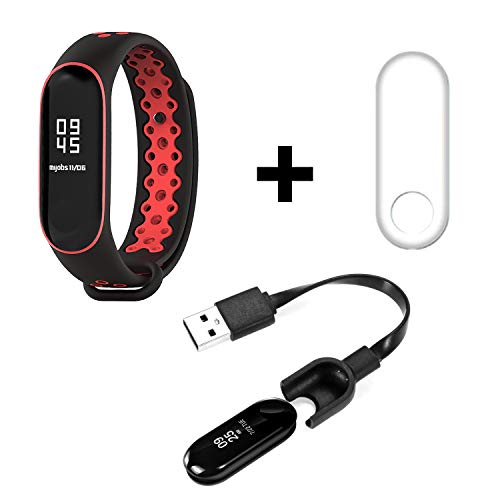 BDIG Correa de Repuesto para Pulsera Xiaomi Mi Band 3, Cable USB y Películas Pantalla Accesorios y Correa para Xiaomi Mi Band 3 (Mi Band 3 Trajes, No Anfitrión)