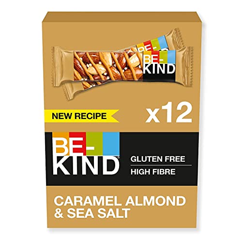 BE-KIND Barrita Ceareale con Frutos Secos Tostados, Almendras Caramelizadas y Sal Marina, Sin Gluten, Alto Contenido de Fibra, Corazón Saludable, 12 X 40g Barras