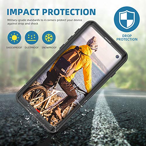 Beeasy Funda Samsung Galaxy S10,Impermeable 360 Grados Protección IP68 Carcasa Antigolpes Rígida Robusta Antigravedad Resistente al Impacto Militar Duradera Blindada Fuerte Seguridad Case Cover, Negro