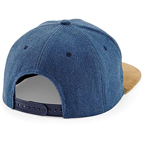 Beechfield - Gorra/Visera Piel melocoton Modelo Snapback Unisex Hombre/Mujer (Talla Única) (Negro Vintage)