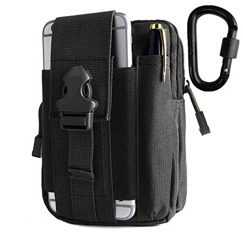 BeGrit Universal Mehrzweck Kapazität Oversize EDC Tasche Tactical Beutel Smartphone Holster Pack de seguridad Carry Kit de accesorios Tasche Gürtel Schlaufen Tasche Gadget Geld aus, Pocket schwarz schwarz