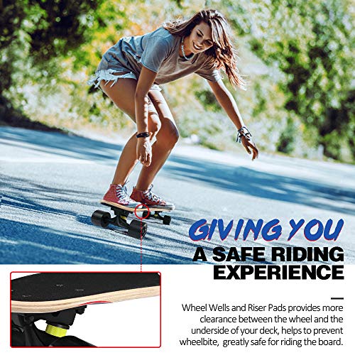 BELEEV Cruiser Skateboard, 68,5 x 20,3 cm, monopatín Completo para niños, Adolescentes y Adultos, 7 Capas de Arce Canadiense Double Kick Deck Concave Trick Skate Board (Nebulae)