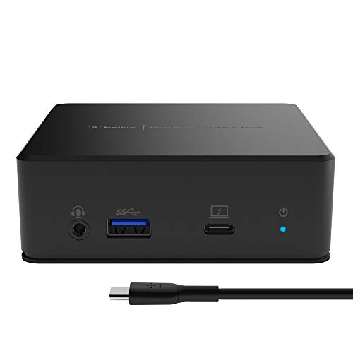 Belkin estación dock USB-C para dos monitores (85 W de Power Delivery, HDMI, USB-A 3.1 Gen 1, USB-C, Gigabit Ethernet, entrada/salida de audio para MacBook, XPS y otros portátiles con USB-C)