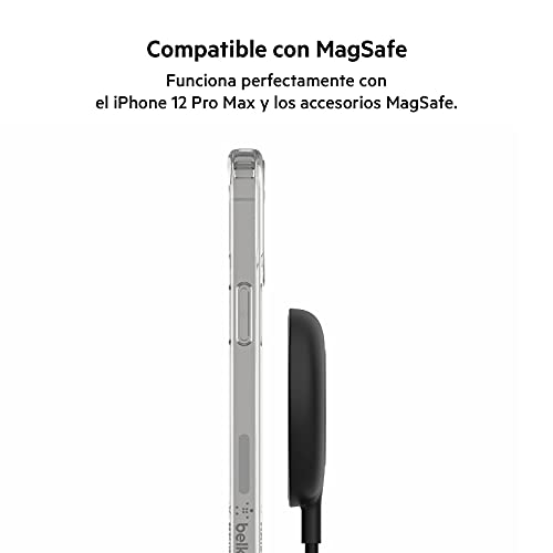 Belkin - Funda para iPhone 12 Pro Max compatible con MagSafe (revestimiento antimicrobiano, integra imanes y un borde realzado antigolpes para proteger la cámara)