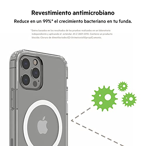 Belkin - Funda para iPhone 12 Pro Max compatible con MagSafe (revestimiento antimicrobiano, integra imanes y un borde realzado antigolpes para proteger la cámara)