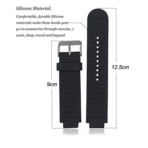 Bemodst Correa Strap para Reloj Garmin Forerunner 220 230 235 630 620 735, Pulsera de Silicona Brazalete de Reemplazo Banda de Repuesto para Hombre Mujer (Negro)