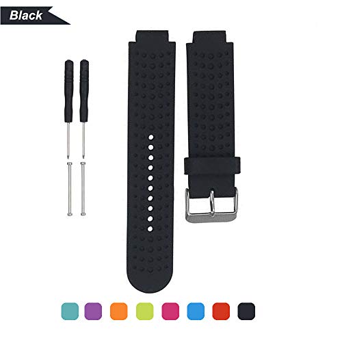 Bemodst Correa Strap para Reloj Garmin Forerunner 220 230 235 630 620 735, Pulsera de Silicona Brazalete de Reemplazo Banda de Repuesto para Hombre Mujer (Negro)