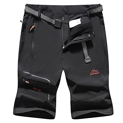 BenBoy Pantalones Trekking Trabajo Hombre Impermeables Convertible Pantalones Cortos Montaña Escalada Senderismo Transpirable Ligero Secado Rápido Pantalon Aire Libre KZ2342M-Black-M