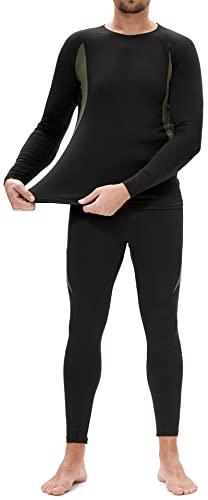 BenBoy Ropa Interior Térmica Hombre Camiseta Térmica Manga Larga Transpirable Set de Ropa Térmica Invierno Deportes Conjuntos Térmicos para Esquí Montaña Ciclismo,QY4040M-Black-XL