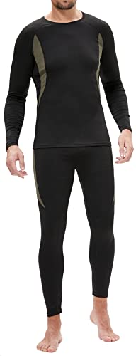 BenBoy Ropa Interior Térmica Hombre Camiseta Térmica Manga Larga Transpirable Set de Ropa Térmica Invierno Deportes Conjuntos Térmicos para Esquí Montaña Ciclismo,QY4040M-Black-XL