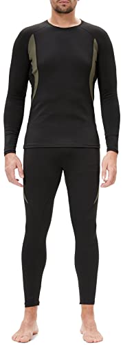 BenBoy Ropa Interior Térmica Hombre Camiseta Térmica Manga Larga Transpirable Set de Ropa Térmica Invierno Deportes Conjuntos Térmicos para Esquí Montaña Ciclismo,QY4040M-Black-XL