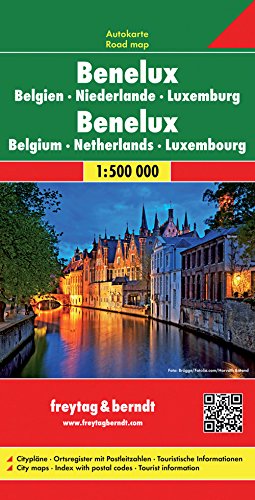 Benelux. Bélgica, Holanda y Luxemburgo, mapa de carreteras. Escala 1:500.000. Freytag & Berndt.: Wegenkaart 1:500 000 (Auto karte)