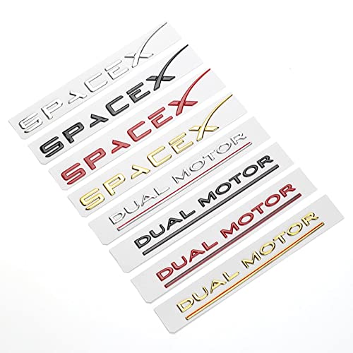BEOKNL Etiqueta de reemplazo del Logotipo del Logotipo del Tronco del Coche A Modelo 3 XS Logo Dual Motor SpaceX Logo Insignia Forma Etiqueta engomada (Color Name : Dual Motor Hei se)