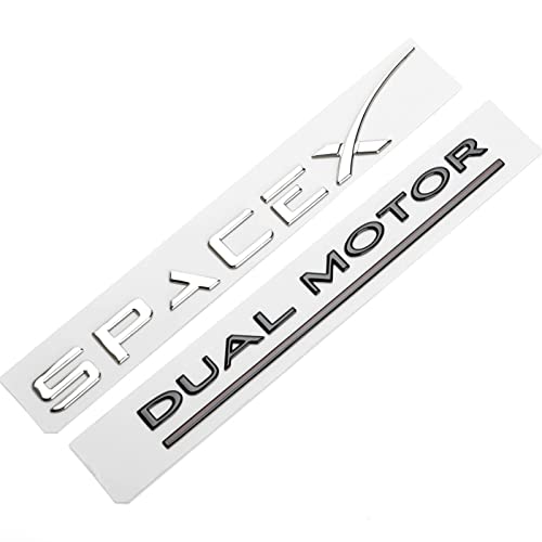 BEOKNL Etiqueta de reemplazo del Logotipo del Logotipo del Tronco del Coche A Modelo 3 XS Logo Dual Motor SpaceX Logo Insignia Forma Etiqueta engomada (Color Name : Dual Motor Hei se)