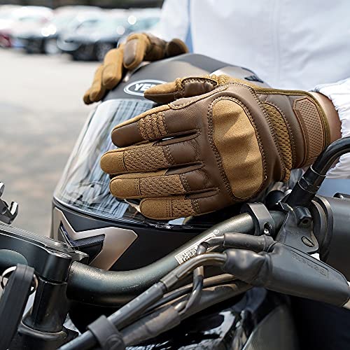 Berrd Pantalla táctil Cuero de PU Motocicleta Guantes de Dedo Completo Equipo de protección Racing Pit Bike Montar en Moto Moto Motocross Enduro 2021 - B22-Brown, S,
