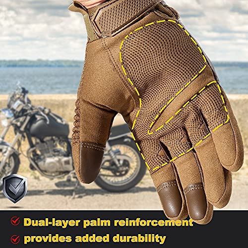 Berrd Pantalla táctil Cuero de PU Motocicleta Guantes de Dedo Completo Equipo de protección Racing Pit Bike Montar en Moto Moto Motocross Enduro 2021 - B22-Brown, S,