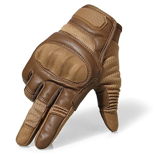 Berrd Pantalla táctil Cuero de PU Motocicleta Guantes de Dedo Completo Equipo de protección Racing Pit Bike Montar en Moto Moto Motocross Enduro 2021 - B22-Brown, S,