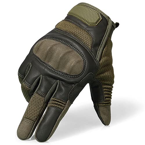 Berrd Pantalla táctil Cuero de PU Motocicleta Guantes de Dedo Completo Equipo de protección Racing Pit Bike Montar en Moto Moto Motocross Enduro 2021 - B22-Green, S,