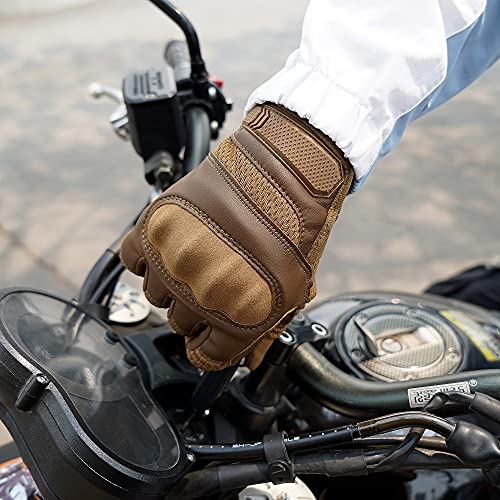 Berrd Pantalla táctil Cuero de PU Motocicleta Guantes de Dedo Completo Equipo de protección Racing Pit Bike Montar en Moto Moto Motocross Enduro 2021 - B22-Brown, XL,